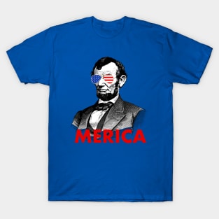 abraham lincoln merica American Flag sunglasses T-Shirt